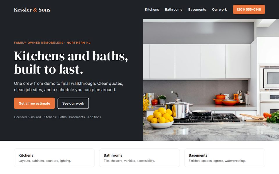 Concept: a contractor website redesigned by Limelift