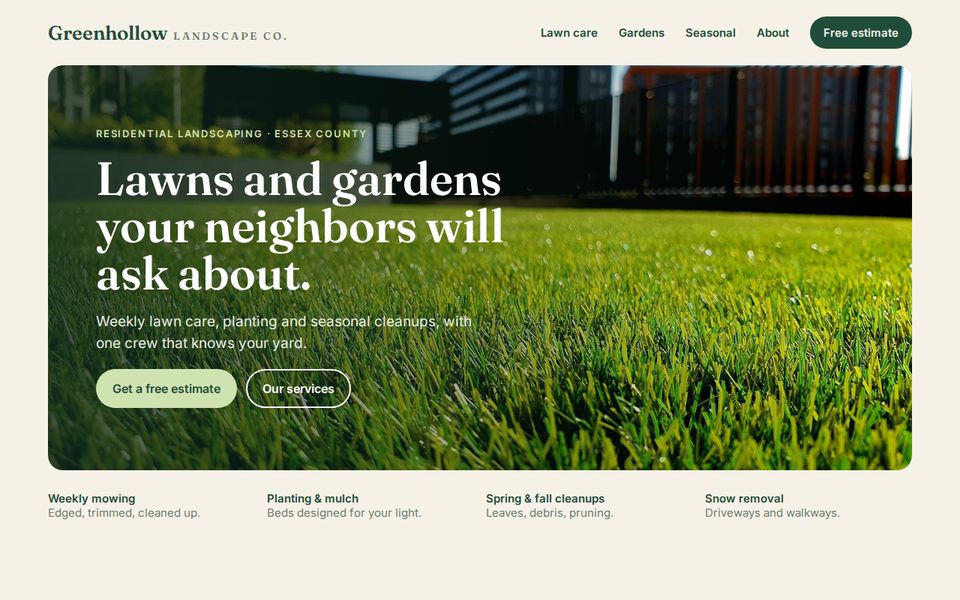 After: redesigned landscaping website